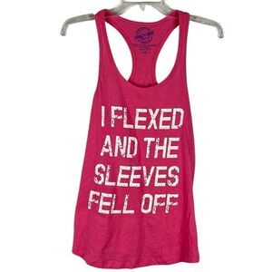 Crazy Dog T-Shirts Pink Women's "I Flexed and the Sleeves Fell Off" Athletic Tan